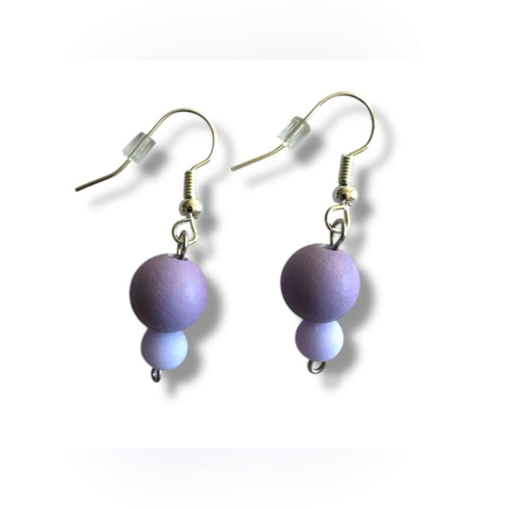3 FOR $20 HANDCRAFTED Purple Matte & Lilac Acrylic Beaded Earrings